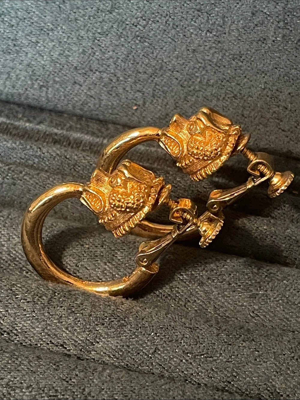*RARE* Vendome Chimera Ouroboros Gold-Plated Hoop Clip On Earrings